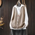 thumbnail image 2 of Sexlip Women V Neck Knit Vest Sleeveless Colorful Button Front Loose Fit Thick Knit Cardigan Waistcoat Casual Transitional Layering Outerwear Yellow Free Size, 2 of 5