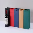 thumbnail image 2 of Bolso de mano para vino tinto, con asa roja atrevida, ventana gruesa, papel kraft, para una sola botella, para dos botellas, caja portátil para regalo de vino, 2 of 5