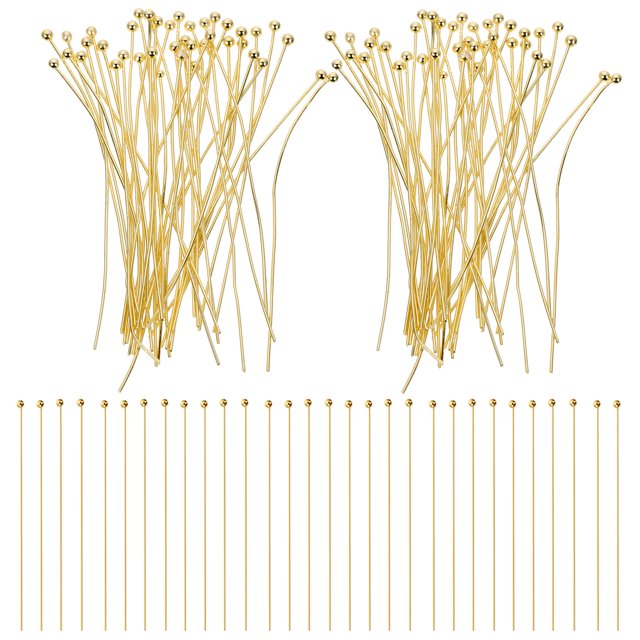 100 alfileres de bola de cabeza redonda para hacer joyas, pendientes, pulseras y accesorios.