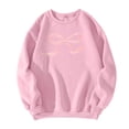 thumbnail image 3 of FrzhBrz Women's Pink Bow Sweatshirts Plus Size Cute Hoodie Long Sleeve Crew Neck Y2K Tops Outfit Fashion Clothes 2024, 3 of 4