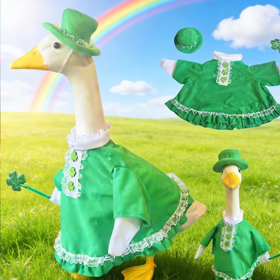 Sruoe Porch Goose Outfits, 23 Inch Porch Goose Clothes, Goose Clothes Dress, Duck Sculpture Clothes for Lawn Statue Cement Statue Yard Patio Party Decoration