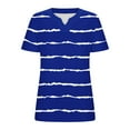 thumbnail image 5 of CFLVAEK Plus Size T Shirts for Women Loose Fit Notch V Neck T Shirt Casual Summer Short Sleeve Tshirt Fashion Striped Graphic Tees 2025 Blue XXL, 5 of 5