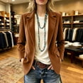 thumbnail image 6 of WRFWUL Womens Vintage Corduroy Blazer Jacket Notched Lapel Single Button Open Front Long Sleeve Blazer Business Casual Office Coat, 6 of 7