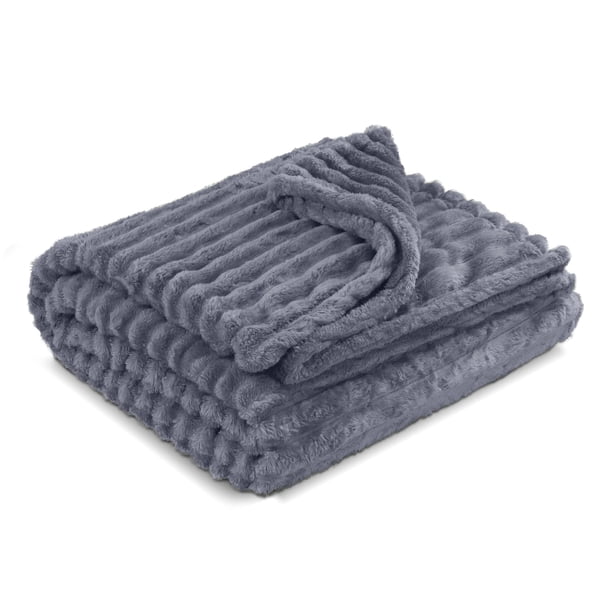 Yellow Mellow | Cobertor Cobija Stripes | King Size | Suave | Con Relieve | Ligera | Tamaño 230x200cm (Gris Azulado)