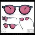 thumbnail image 2 of Hipster Keyhole Bridge Round Horn Rim Plastic Gentlemanly Sunglasses [Slate - Red], 2 of 8