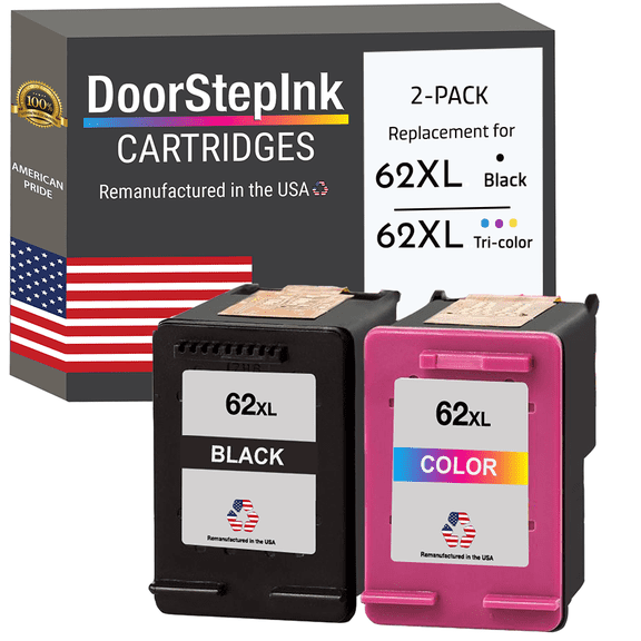 Remanufactured DoorStepInk High Yield Ink Cartridge for HP 62XL Black and Tri-Color