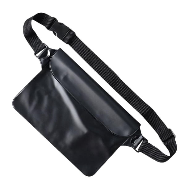 Riñonera impermeable, práctica, ligera, con correa ajustable para mujer y hombre Negro