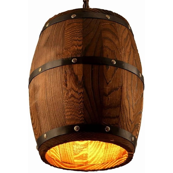 Antique Wood Wine Barrel Pendant Lights Hanging Rustic Kitchen Bar Ceiling Lamps