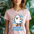 thumbnail image 5 of No Feet No Problem Ghost Graphic Tee | Funny Cute T-Shirt for Women, White, Size L, 5 of 6