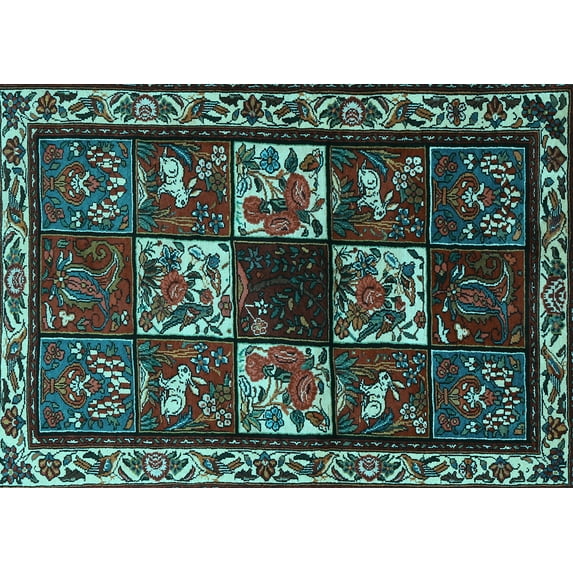 Ahgly Company Indoor Rectangle Animal Light Blue Traditional Area Rugs, 4' x 6'