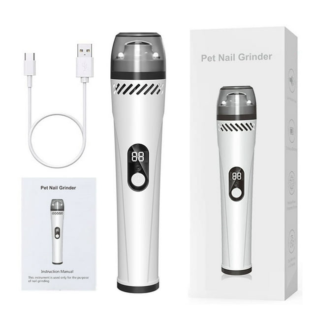 Hearth & Gear Rechargeable Pet Nail Grinder Three Speed Digital Display Nail Grinder Multifunctional Nail Grinder With Absorption Led Light For Small Dogs Barf Accessories Dog Accessories Puppies