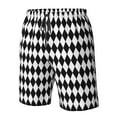 thumbnail image 6 of Uemuo Black And White Diamonds Pattern Men's Swim Trunks Hawaiian Beach Bathing Suit Swimsuits Beach Quick-Dry Shorts with Pockets-X-Large, 6 of 9