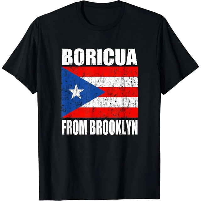 Playera de Mujer Divertida "Boricua de Brooklyn NY" con Bandera de Puerto Rico, Estilo Misfits, Color Negro