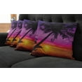 thumbnail image 2 of Ambesonne Tropical Throw Pillow Cover 4 Pack, Palm Shadow at Sunset, 16", Purple Orange Black, 2 of 6