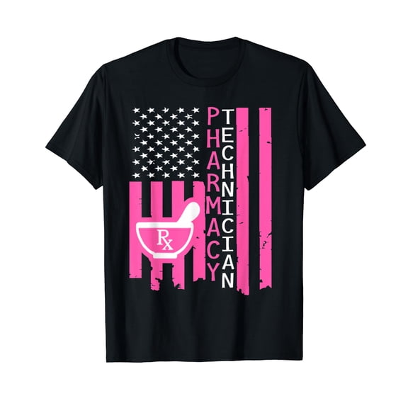 Pharmacy Technician American Flag Tshirt T-Shirt