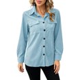 thumbnail image 4 of Womens Corduroy Shackets Jacket Plus Size Long Sleeve Button Down Retro Shirts Blouses Tops With Chest Pocket L, 4 of 4