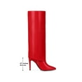 thumbnail image 6 of BLISSFUL STEP Women's Boots Fold Over Knee High Stiletto Heel Pointed Toe Side Zip Faux Leather Boots Red 6.5, 6 of 8