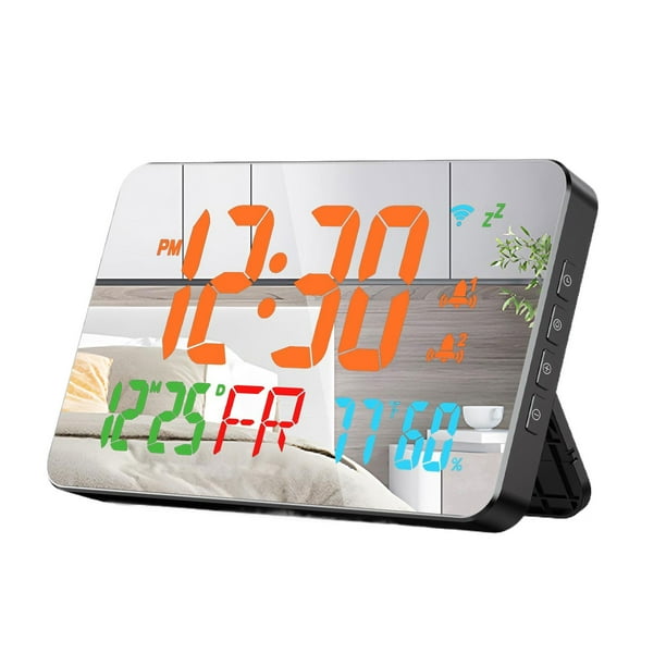 Reloj de escritorio Wifi Bewildely con brillo ajustable despertador electrónico Espejo naranja