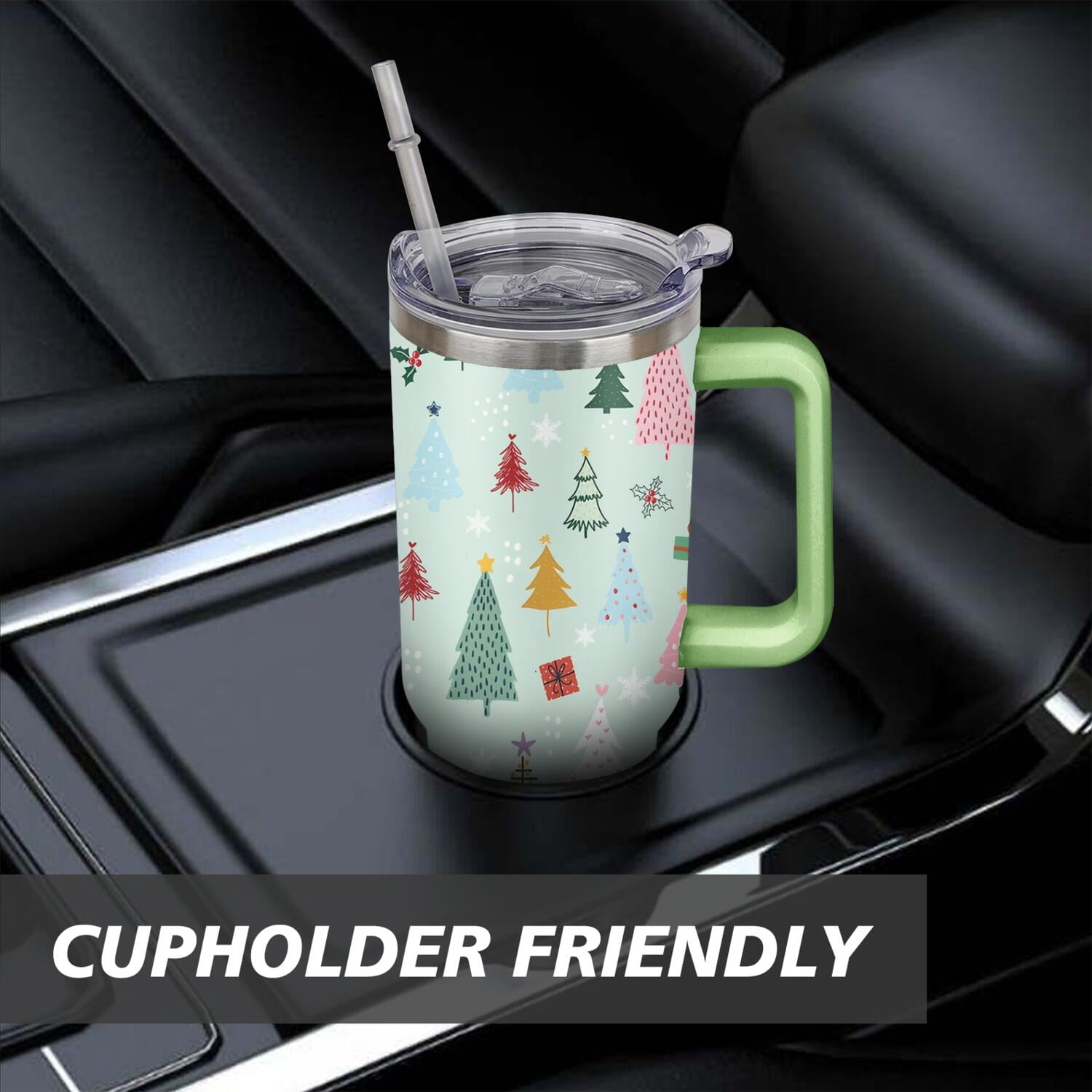 Christmas Gifts 40 oz Tumbler with Handle and Straw Lid,Cute Gifts for Women Winter Gnome Vacuum Insulated Leak Proof Tumbler,Holiday Accessories Stainless Steel Coffee Cup