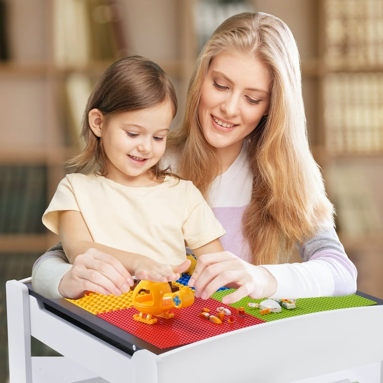 Easoger 2-in-1 Kids Table and Chair Set, Drawing, Building