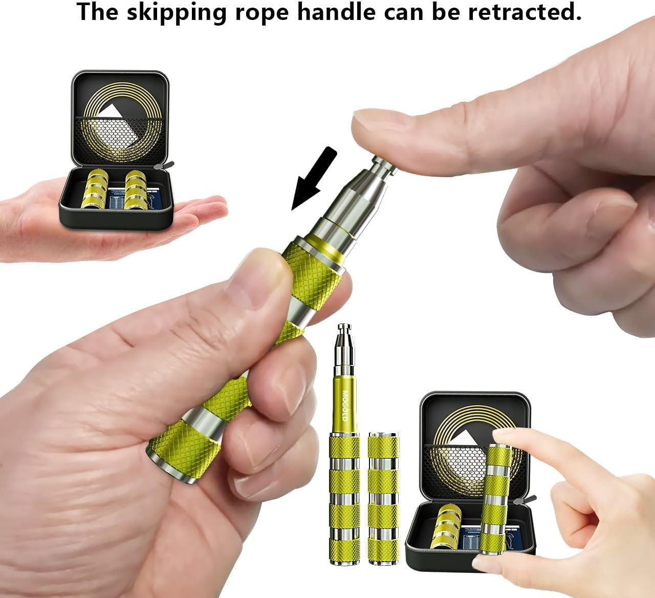 Retractable Jump Rope - No Tool Adjustable, Fits in Pocket, -Free Steel  for Travel & Gym