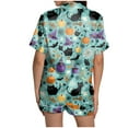 thumbnail image 5 of YDFCWXW Women's Halloween Print Pajama Set - Notched Lapel Short Sleeve Shirt and Shorts Fun Nightwear Mint Green, XL, 5 of 7
