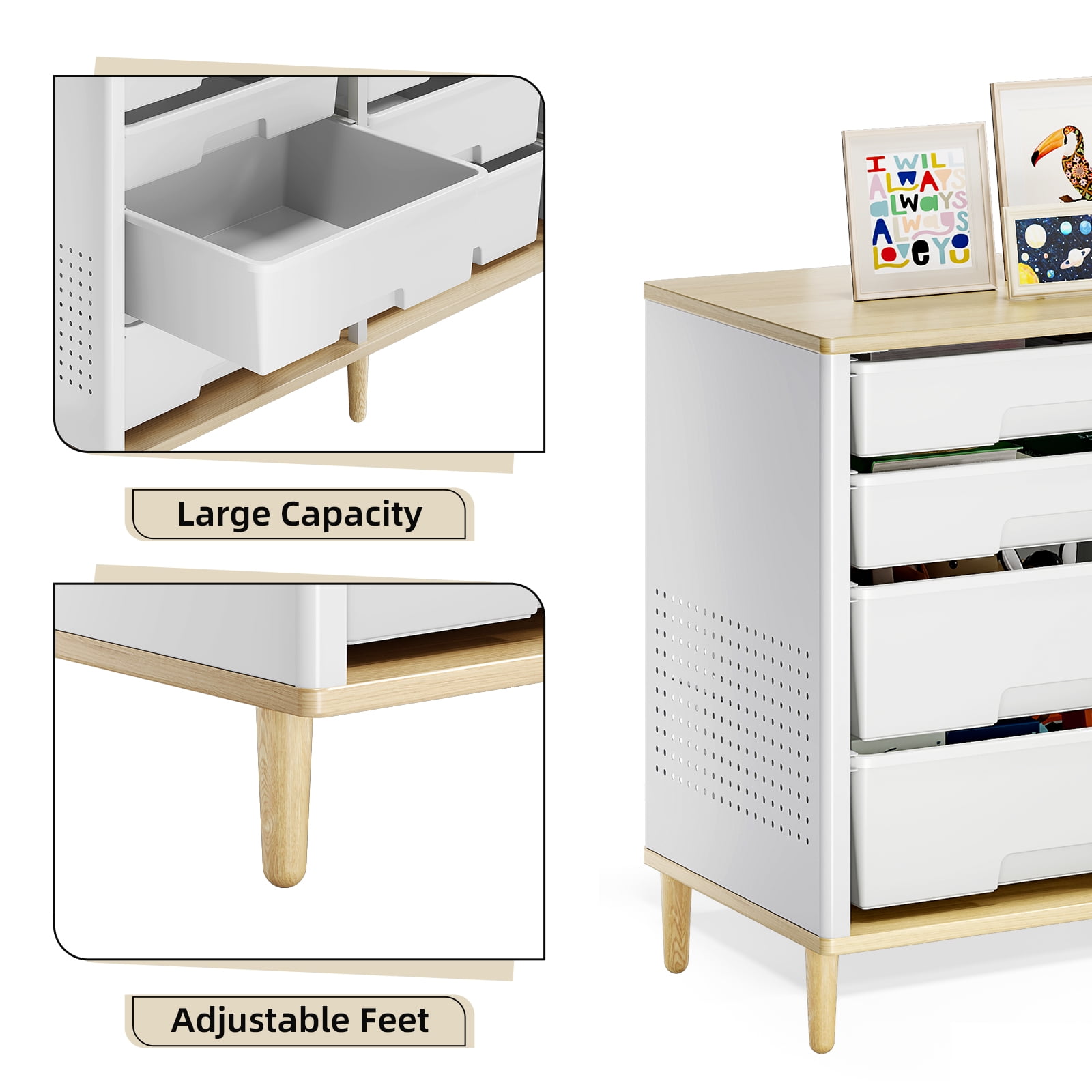 TOOLF Sideboard Storage Cabinet with 12 Drawers , for 32-45'' TV Stand , Fluted Modern Buffet Cabinet for Living Room, Bedroom , School