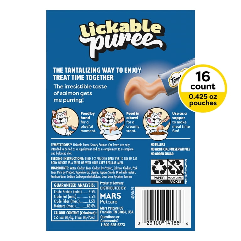 Temptations Creamy Puree Salmon Cat Treats, 16ct Squeeze Packs photo 5