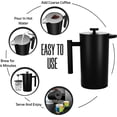 thumbnail image 4 of Rust-Free, Dishwasher Safe Silver French Press – 304 Grade Stainless Steel, 34 Oz, Double Wall Insulated, 4-Level Filtration System, Includes 2 Extra Filters, 4 of 10
