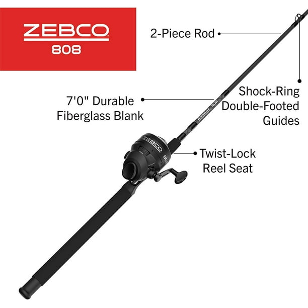 Zebco 808 Spincast Reel and Fishing Rod Combo, 7-Foot Durable Z