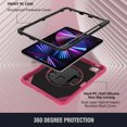 thumbnail image 4 of Dteck for iPad Pro 11 inch 2022/2021/2020/2018, Air 5th/4th Generation Case 2022/2020 10.9", Heavy Duty Shockproof Rugged Handle Shoulder Strap Rotating Kickstand Cover with Pencil Holder, rose, 4 of 6