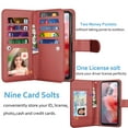 thumbnail image 3 of Njjex For Motorola Moto G Power 2024 5G Wallet Case, Moto G Power 5G 2024 Case, Njjex Luxury PU Leather [9 Card Slots Holder ] Carrying Folio Flip Cover [Detachable Magnetic Hard Case] -Wine Red, 3 of 6