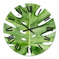 thumbnail image 2 of Designart 'Green Monstera Leaf Tropical Palm Botanical Detail' Tropical Wall Clock, 2 of 5