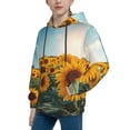 thumbnail image 2 of Uemuo Sunlit Sunflower Field Pattern Hooded Sweatshirt for Youth Pullover with Kangaroo Pocket Trendy youth sweatshirt Casual Hoodie for Boys and Girls-X-Large, 2 of 6