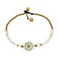thumbnail image 1 of Gorgeous Heart Mandala White Howlite and Brass Bead Jingle Bell Anklet, 1 of 4