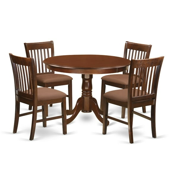 East West Furniture HLNO5-MAH-C 5 Pc set with a Kitchen Table and 4 Dinette Chairs in Mahogany