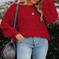 thumbnail image 3 of Pulls Tricotés pour Femmes Pulls Unis Col Rond Pull à Manches Longues, 3 of 5