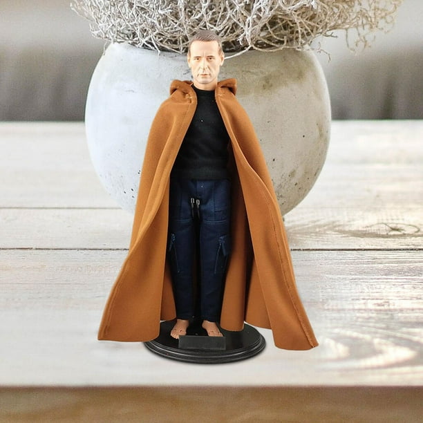 Capa con capucha a escala 1/6, capa de longitud completa, traje de Cosplay elegante a la moda de Color sólido para muñecas masculinas de 12 pulgadas, Café Hugo Capa de soldado