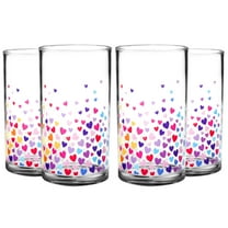 Youngever 4 Pack 16 Ounce Plastic Tumblers, Plastic Glasses, Cafe Break-Resistant Drinking Glasses, Shatterproof Beverage Tumblers, Reusable | NO BPA | Top-rack Dishwasher Safe (3D Heart)