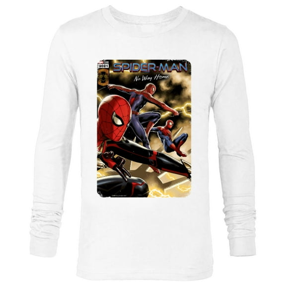 Marvel Spider-Man: No Way Home Spider-Men Comic Cover - Long Sleeve T-Shirt for Men - Customized-White