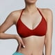 thumbnail image 2 of Sujetador deportivo sin espalda con tirantes para mujer - Copas acolchadas extraíbles, nailon-spandex - Sujetador de yoga y gimnasio con fruncido delantero - Tallas XS-XL, 2 of 5