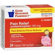 GNP Children's Pain Relief 160mg, 24 Bubblegum Flavored Tablets