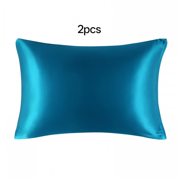 AUQ Satin Pillowcases for Skin Set of 2,Zipper Closure Peacock Blue Standard