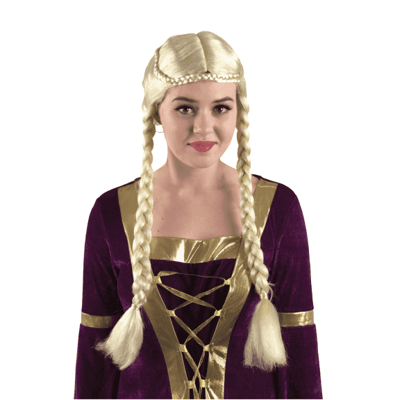 HPO Adult Teen Renaissance Braid Wig Blonde Color Best for Halloween Wig