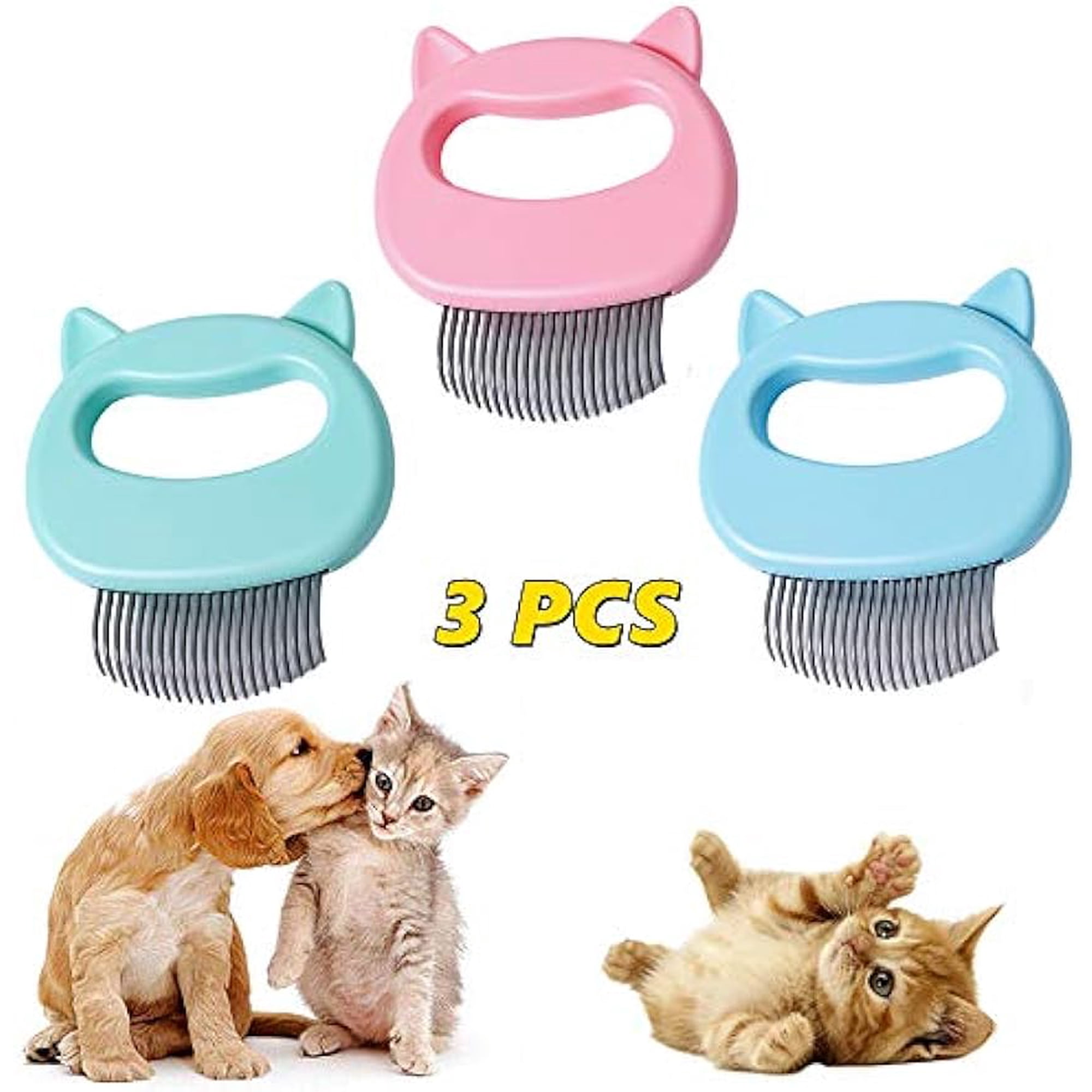 3 PACK Cat Comb Pet Cat Short & Long Hair Removal Massaging Shell Comb, Soft Deshedding Brush Grooming and Shedding Matted Fur Remover Massage Dematting Tool for Dog Puppy Rabbit Bunny