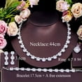 thumbnail image 6 of Silver Plated CZ Square Necklace Earring Bracelet Women Luxury Party Jewelry Set, 6 of 9