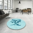 thumbnail image 4 of Ahgly Company Machine Washable Indoor Square Transitional Electric Blue Area Rugs, 6' Square, 4 of 7