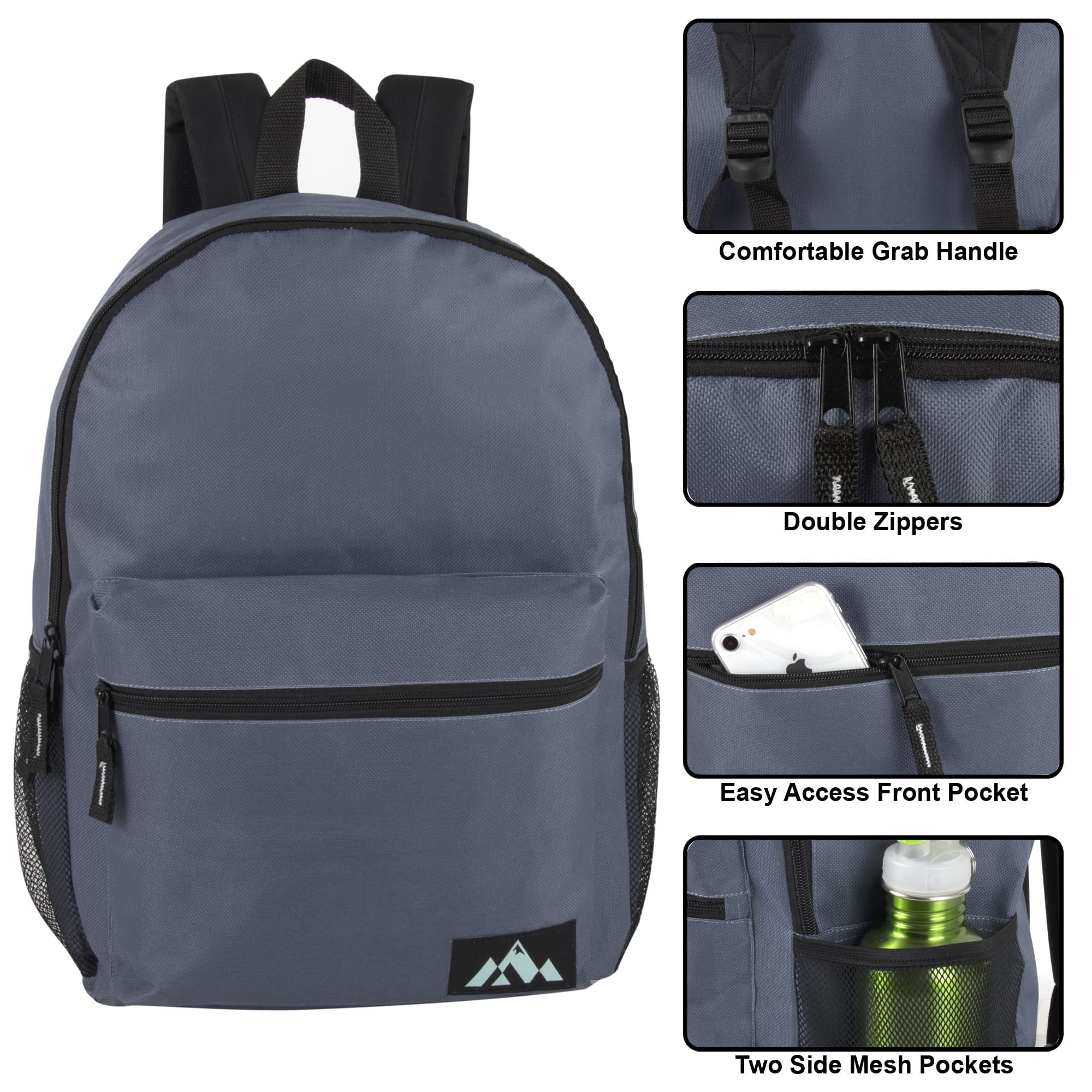 24 pack Solid Colored Backpacks for Stationary, Travel, Commuting, Gym in Assorted Colors Pack