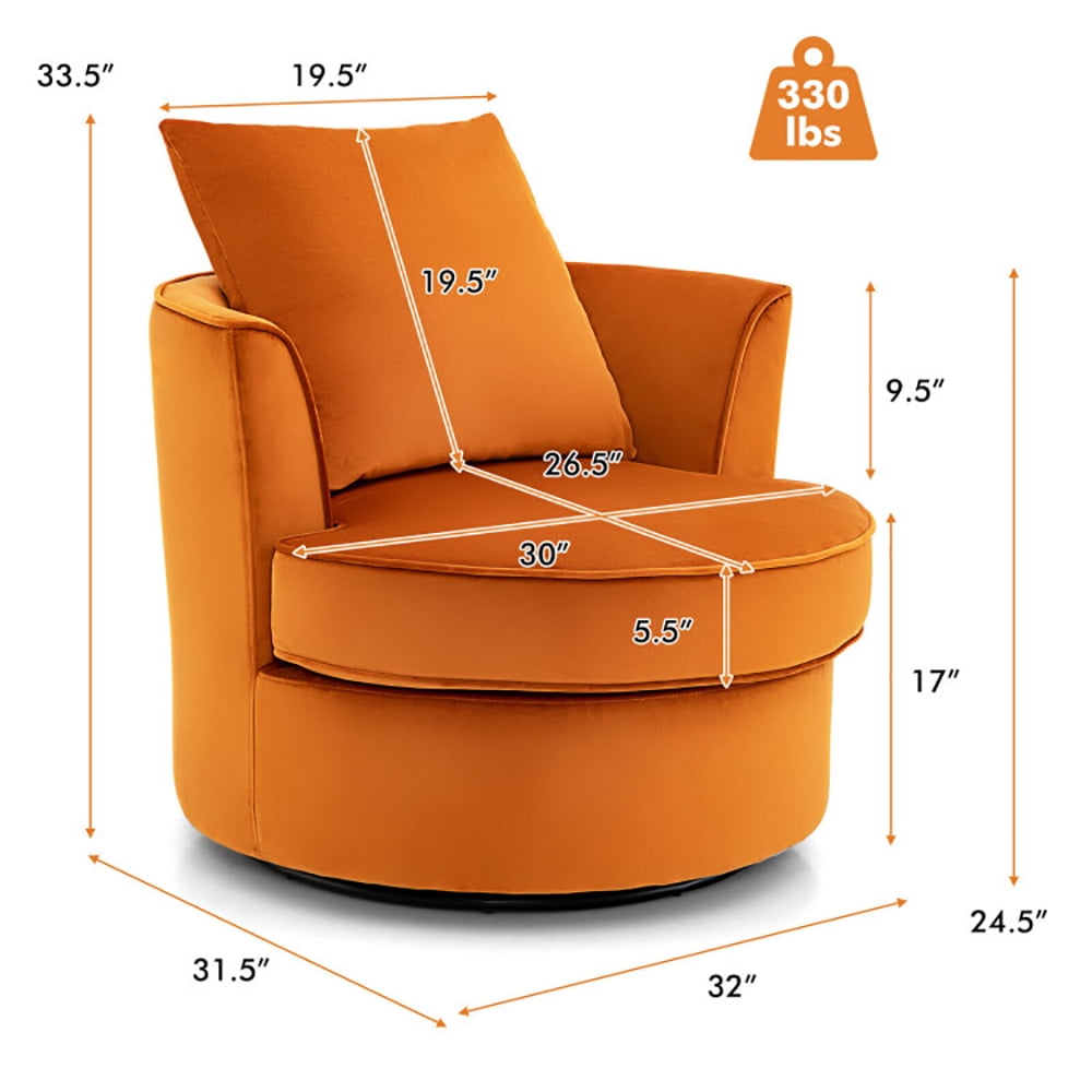 Finihen 360 Degree Swivel Chair, Modern 360° Swivel Barrel Chair with No Assembly Needed, for Relaxing Reading Gaming TV Watching, Orange Finihen 360 Degree Swivel Chair, Modern 360° Swivel Barrel Chair with No Assembly Needed, for Relaxing Reading Gaming TV Watching, Orange