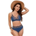 thumbnail image 3 of Women's High Waisted Bikini Sets for Women Tummy Control Swimsuits Neon Two Piece V Neck Drawstring Bathing Suits Gibobby(M,Navy), 3 of 9